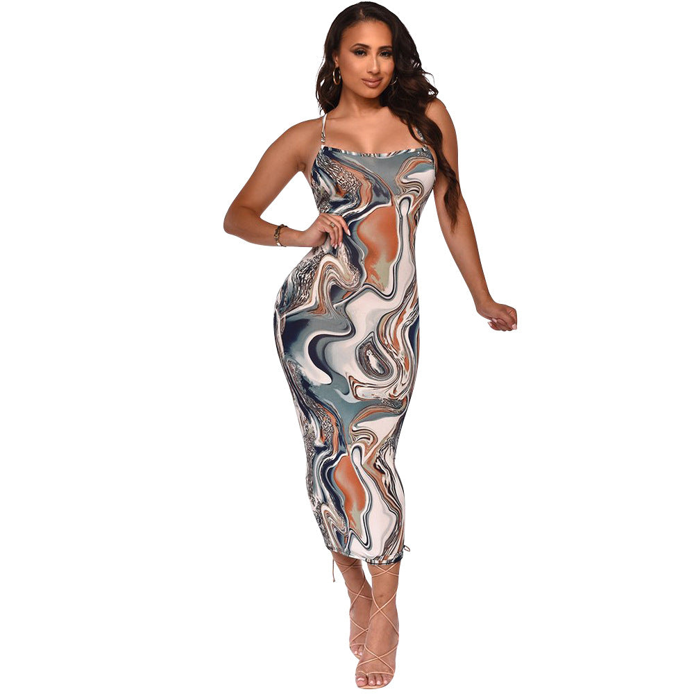 Dame Abstrakt Mønstret Figurvenligt Midikjole Stilla