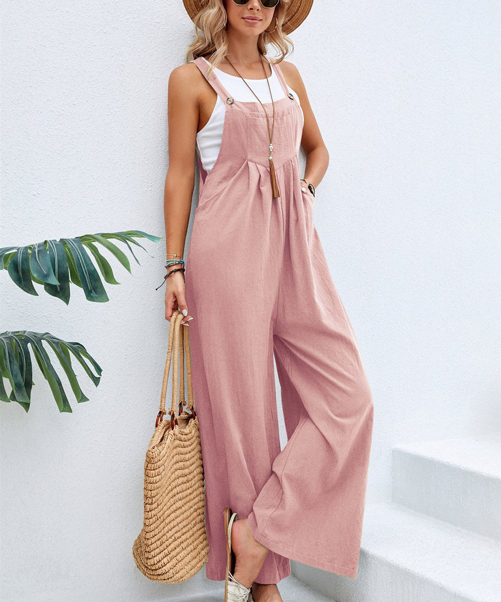 Dame Wide Jumpsuit med lommer og justerbare stropper Stilla