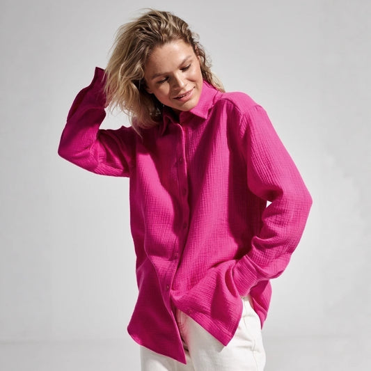 Dame afslappet skjorte bluse i åndbart materiale Stilla