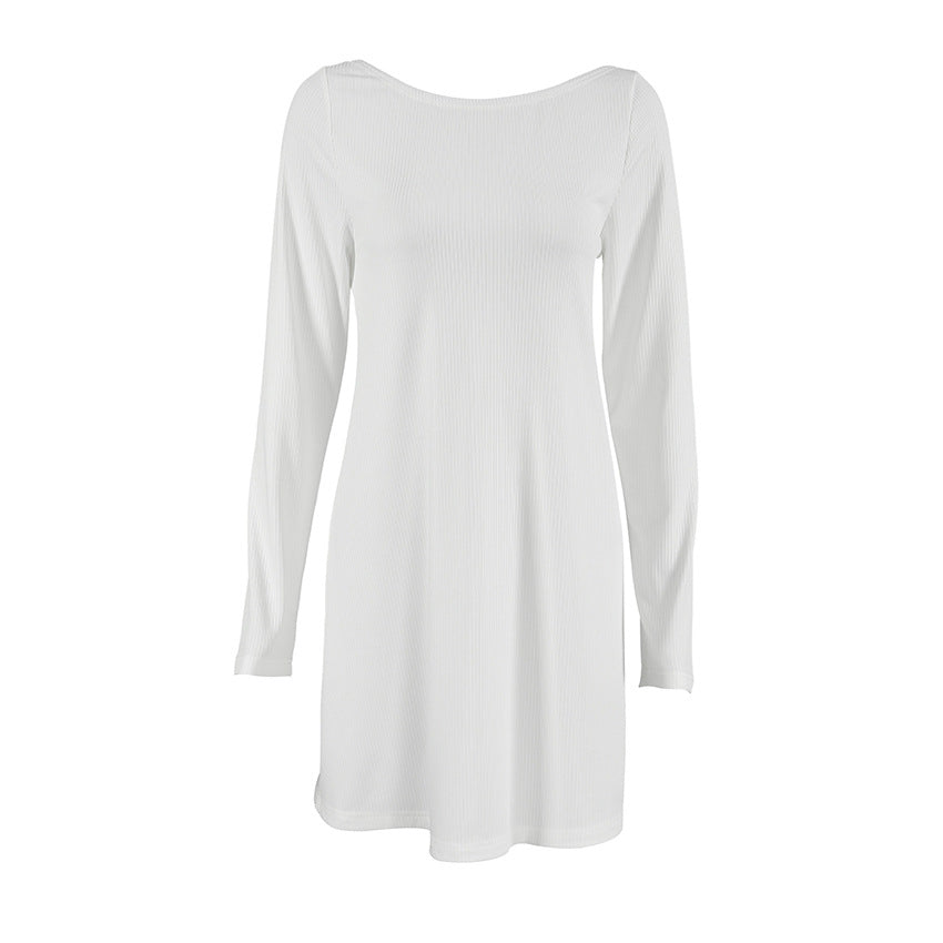 Dame afslappet langærmet kjole lavet af struktureret materiale Stilla