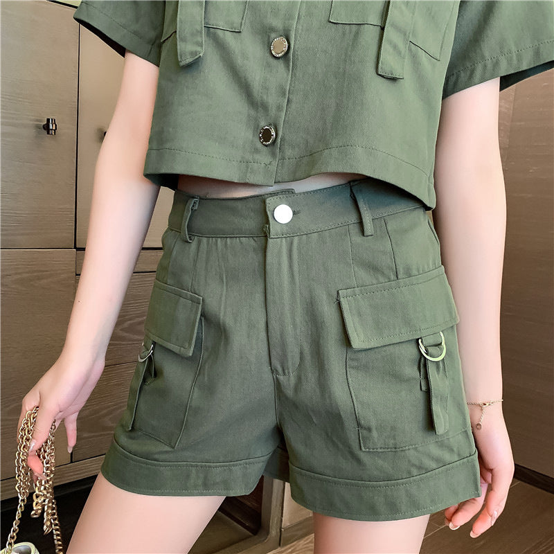 Dame Cropped Utility Shorts Sæt Stilla