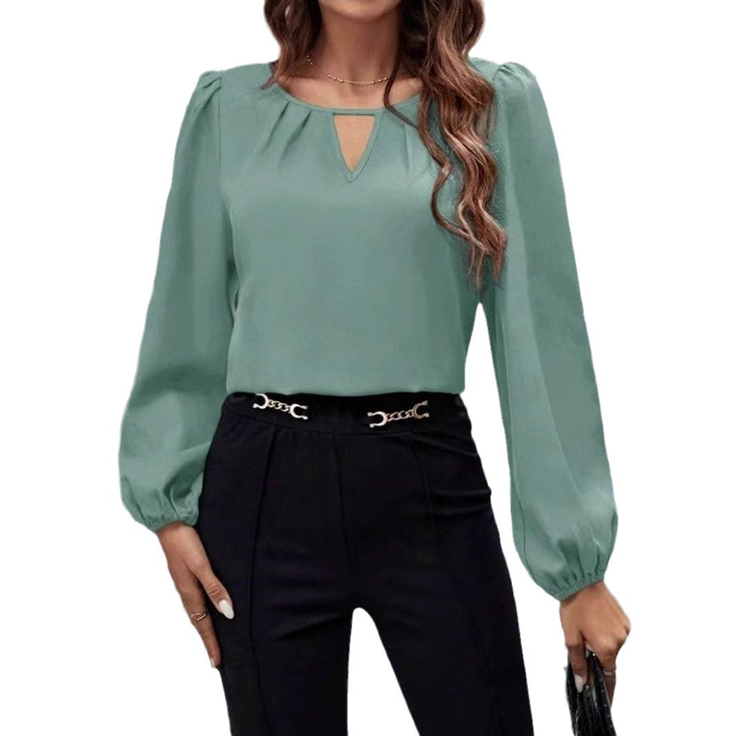 Dame Elegant bluse top med puffærmer Stilla