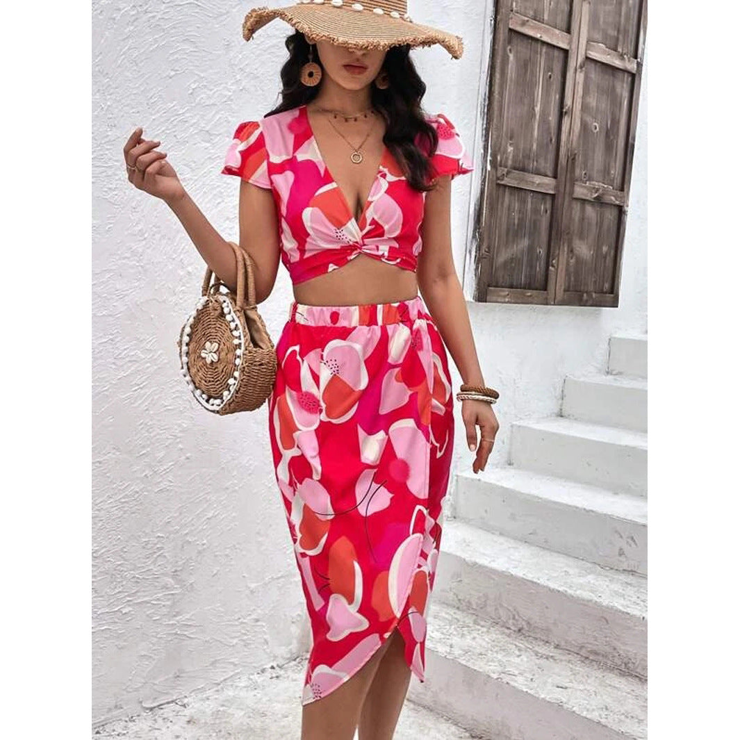 Dame Crop-Top og Nederdel Sæt Stilla