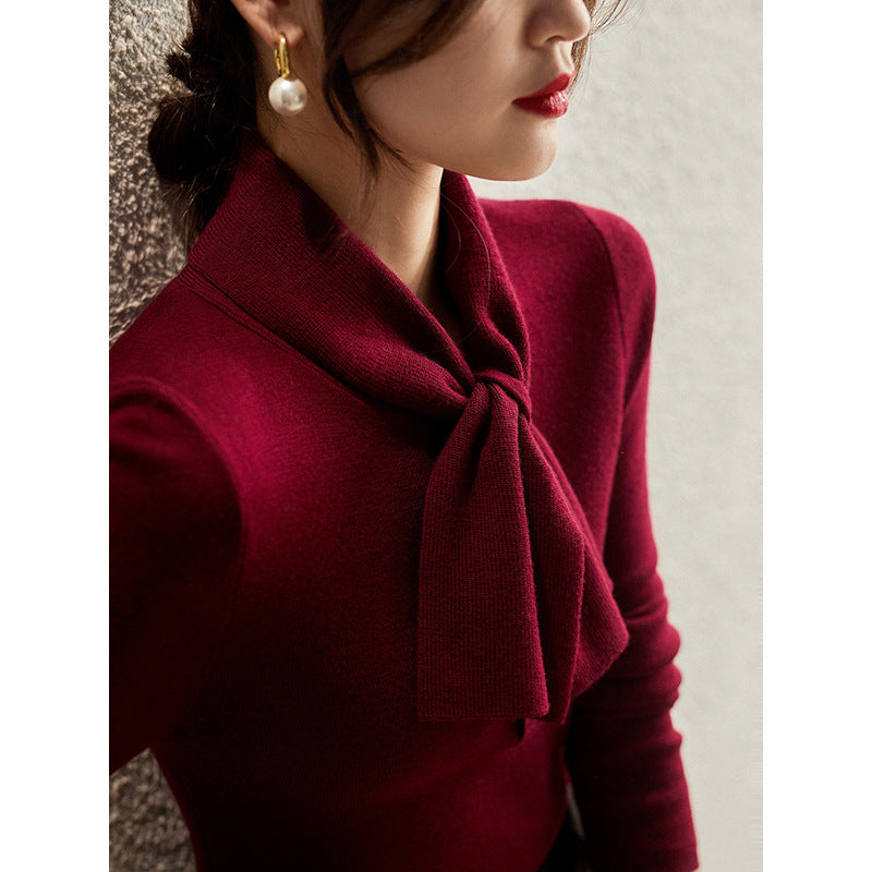 Dame elegant bluse med sløjfe krave og figursyet skæring Stilla