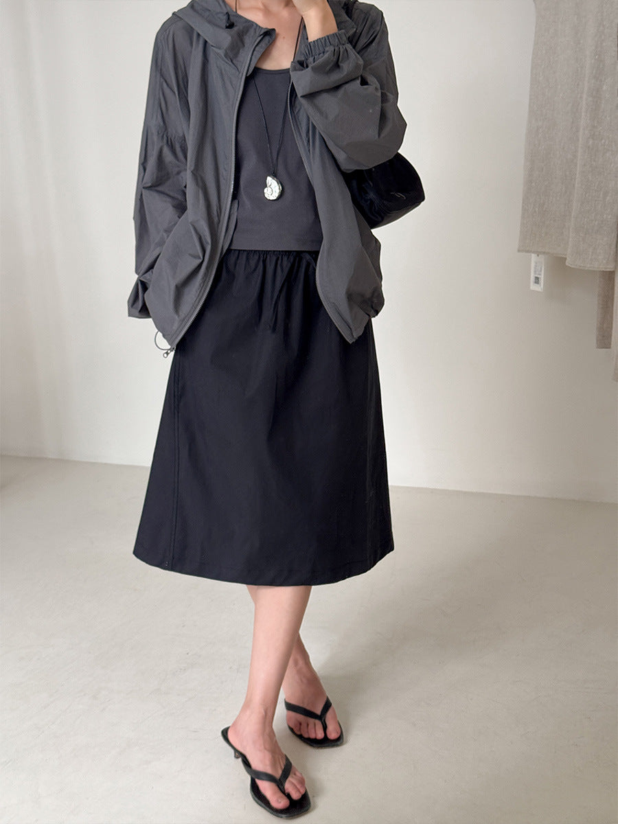 Dame afslappet sommernederdel med elastisk talje og sidelommer Stilla