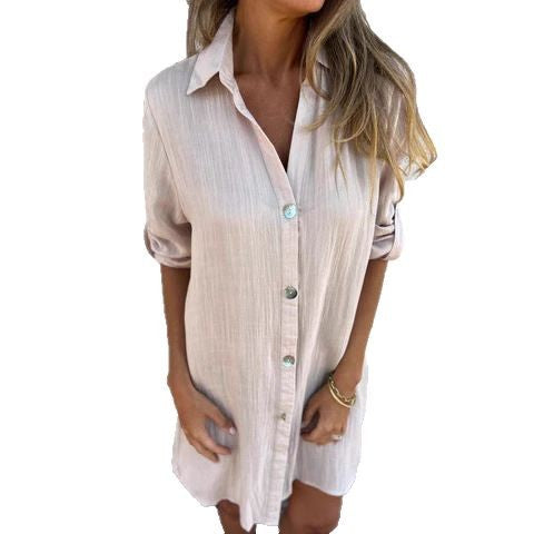 Dame afslappet skjortekjole lavet af kvalitet viscose-blanding Stilla