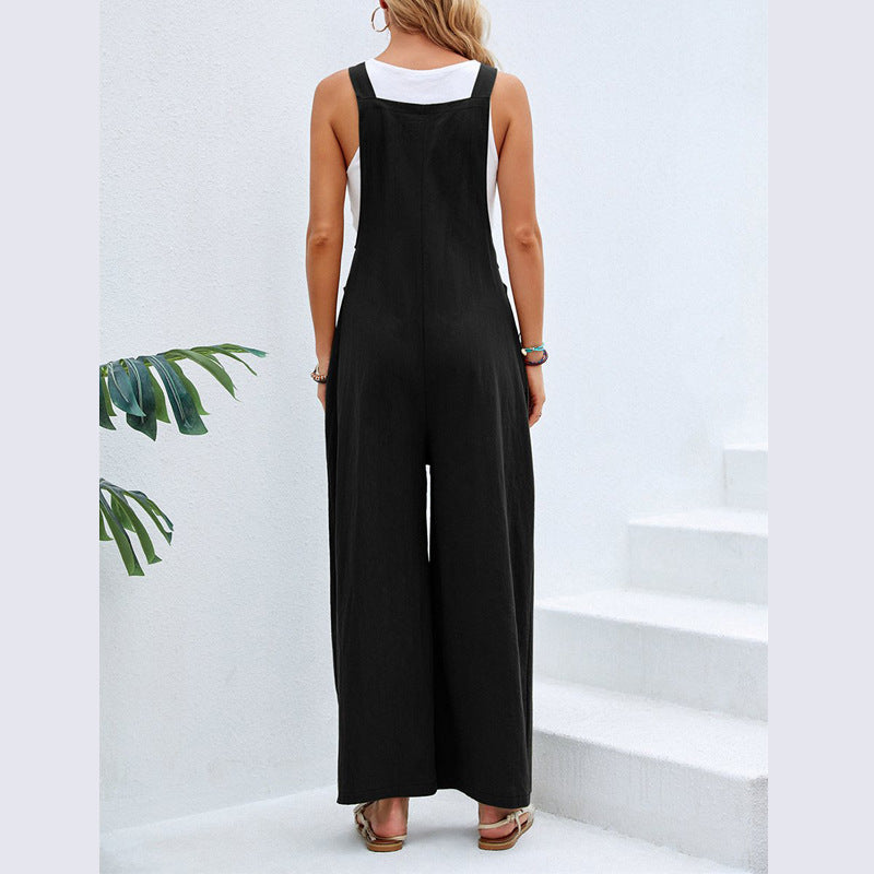 Dame Wide Jumpsuit med lommer og justerbare stropper Stilla