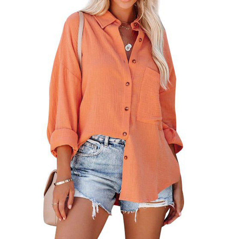 Dame afslappet oversized bluse med knapdetaljer Stilla