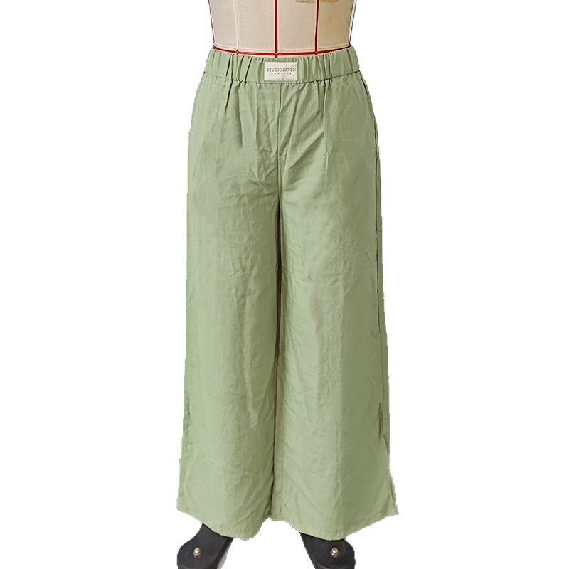 Dame afslappede Palazzo-bukser lavet af let, åndbart stof med elastisk talje Stilla