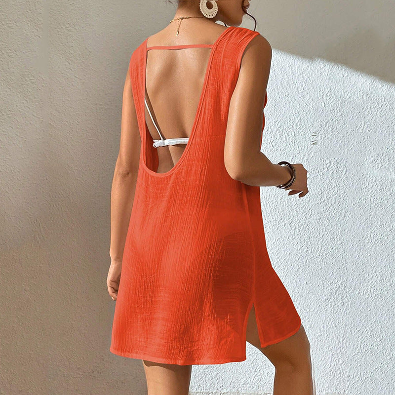 Dame afslappet sommerkjole med original strukturdesign og vid skæring Stilla