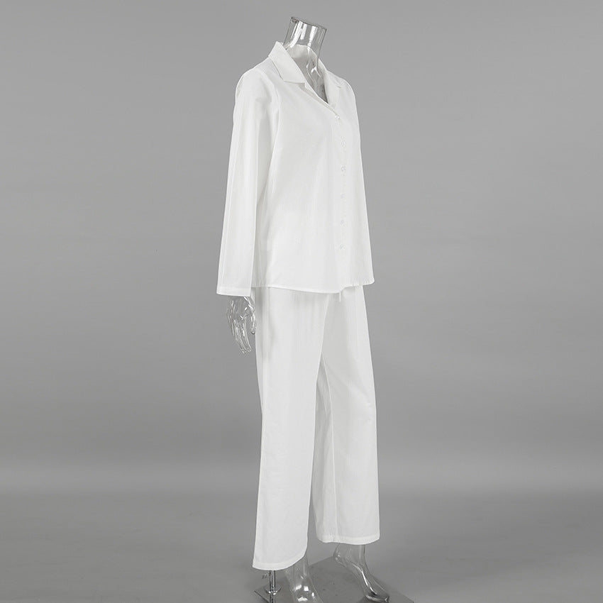 Dame afslappet cropped pyjamasæt med knapdetaljer og elastisk linning Stilla