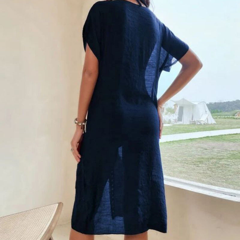 Dame Elegant Hæklede-Flag-Fringes Overdel Kjole Stilla