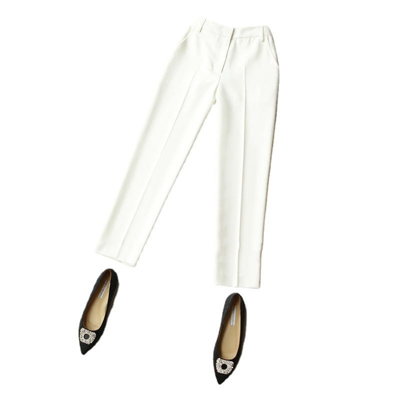 Dame elegant høj talje bukser med smal snit og klassiske folder Stilla