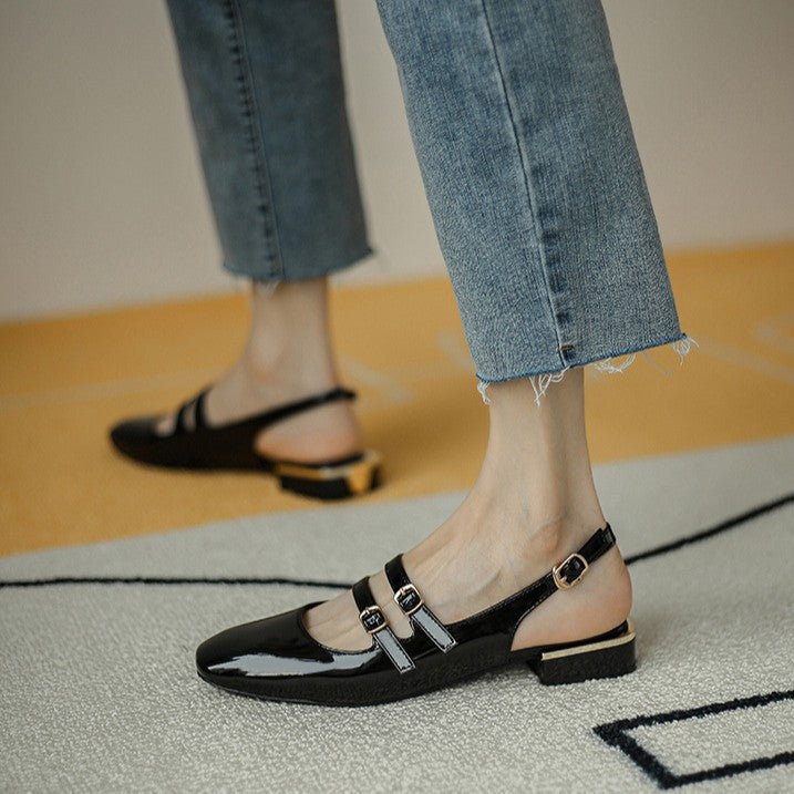 Dame Elegant Dobbelt Skulder Slingback Flade Sko Stilla