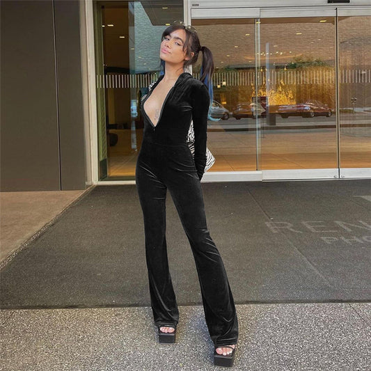 Dame elegant Jumpsuit med hætte og usædvanlig snit Stilla
