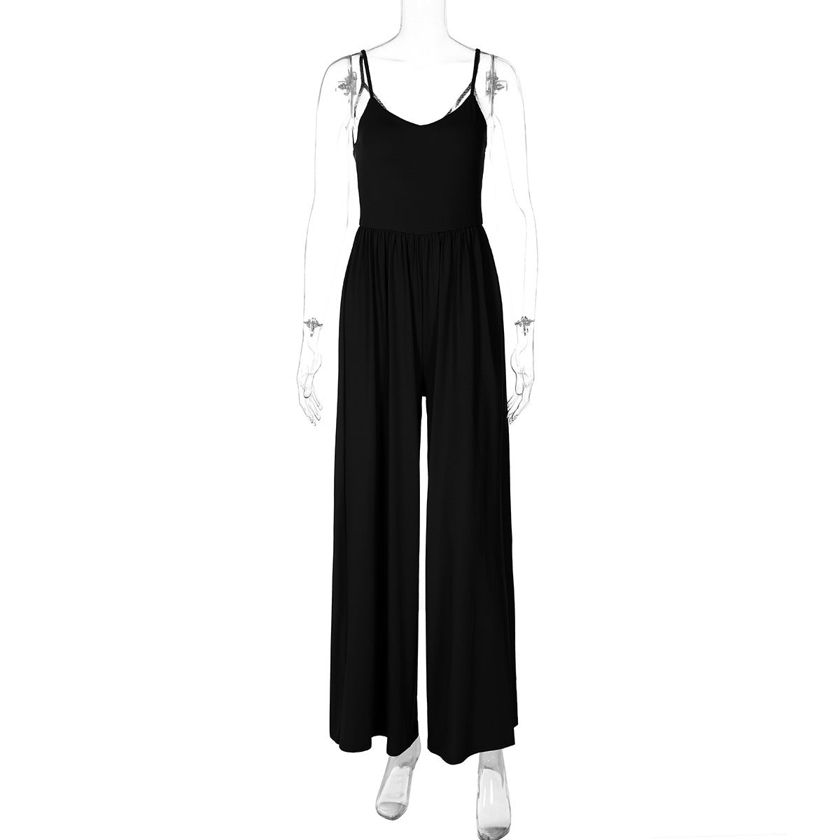 Dame Elegant Jumpsuit med dyb V-udskæring og glidende ben Stilla