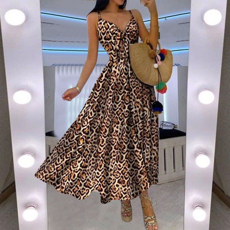 Dame A-linje maxi kjole med justerbare stropper og bindefront Stilla