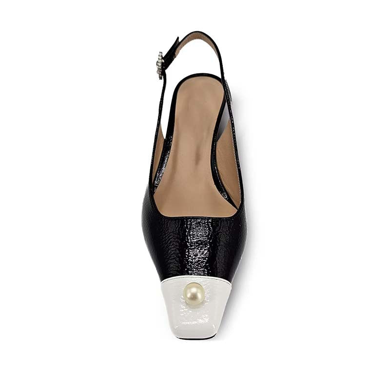 Femme Slingback Kitten Heel Pumps med perleaccenter Stilla