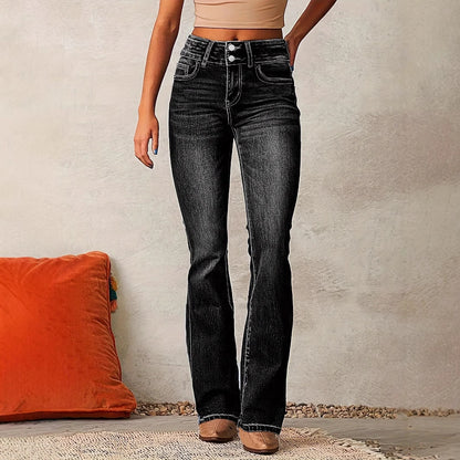Dame Flared Jeans med høj talje og fleksibel pasform Stilla