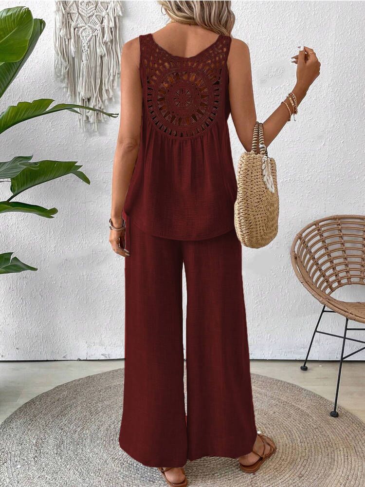 Dame Relaxed Fit Bredbenet Jumpsuit Stilla