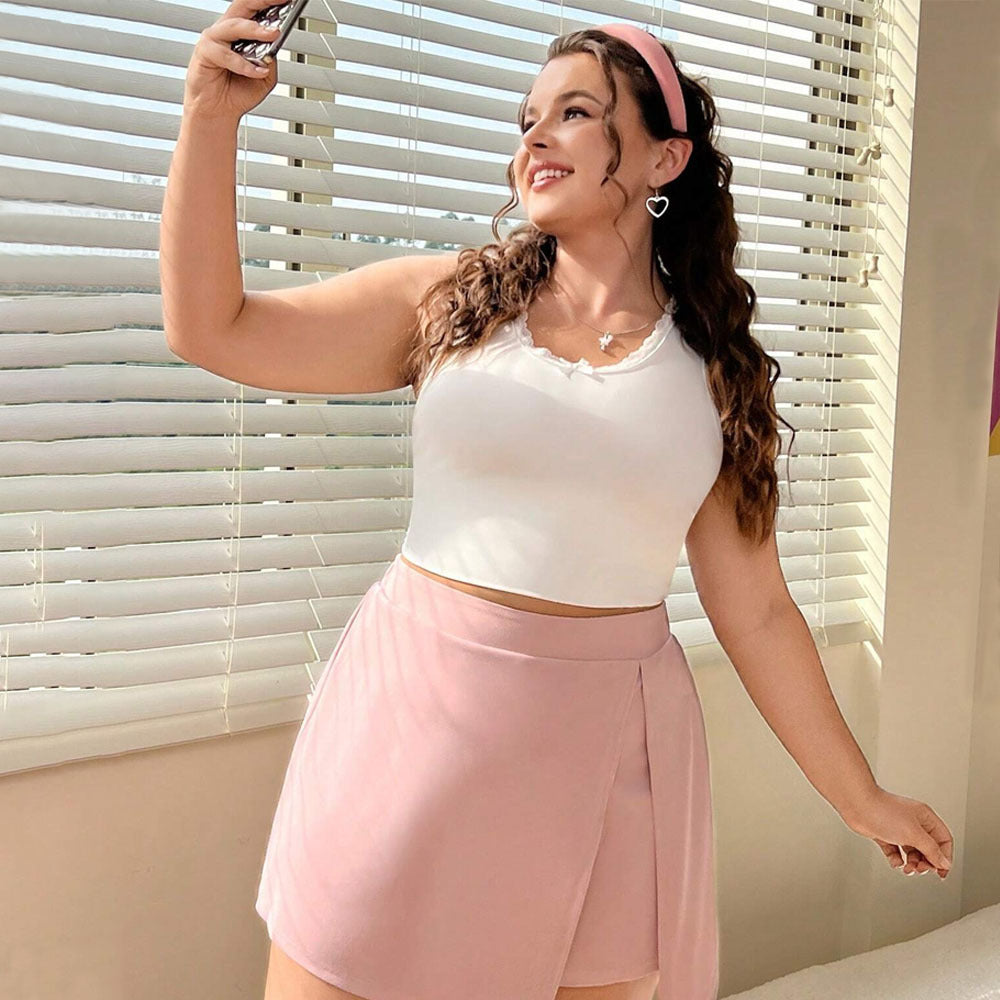 Dame afslappet indpakning mini-nederdel med asymmetrisk snit Stilla