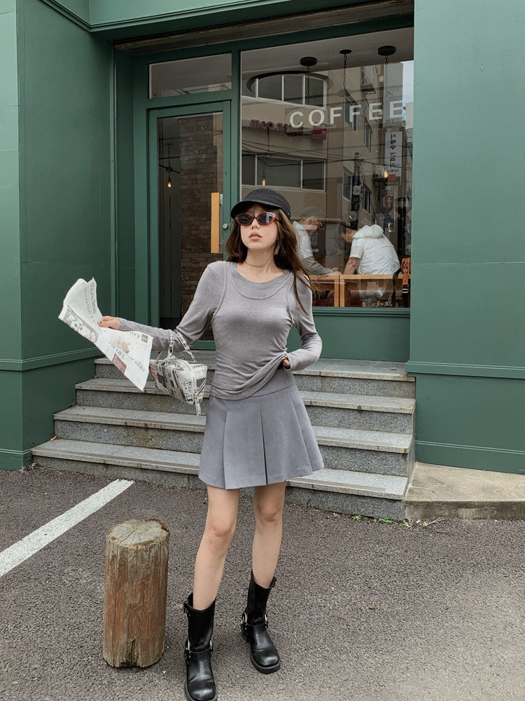 Dame afslappet longsleeve med dekorativt indpakningsdetalje Stilla