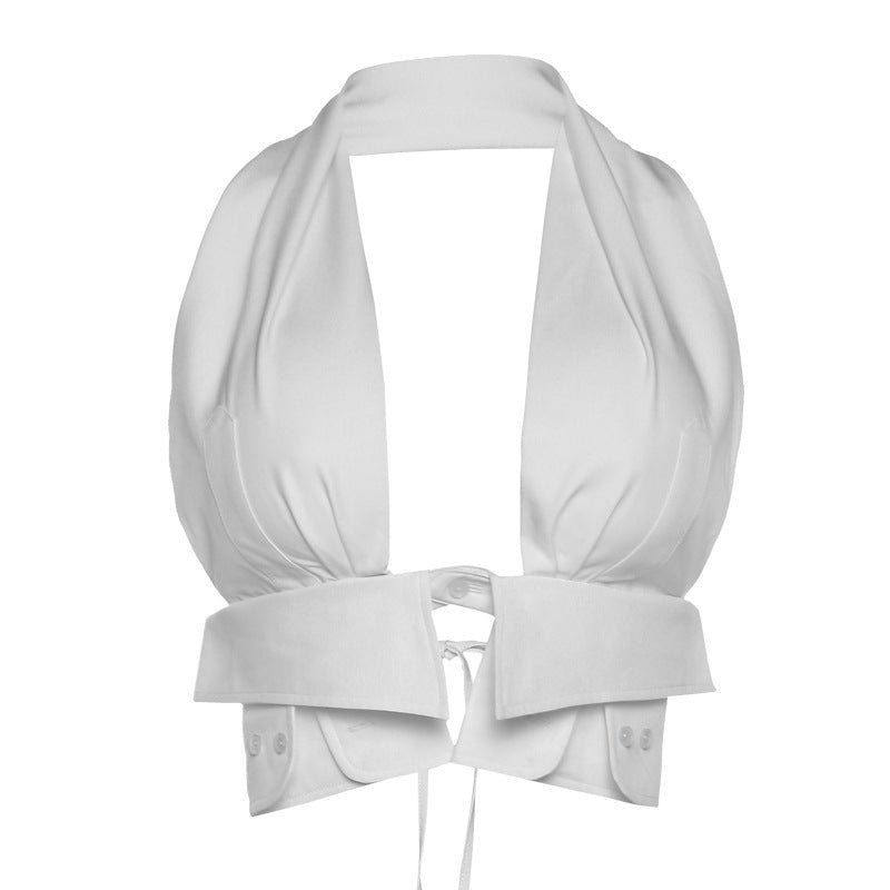 Dame Cropped Top med indpakningsdesign og flot rygudskæring Stilla