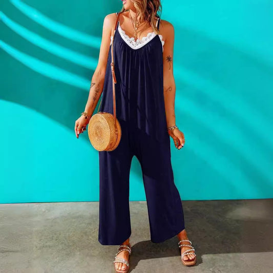 Dame luftig Jumpsuit med spidse Stilla