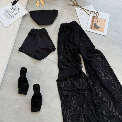 Dame Strandlook Sæt bestående af usædvanlig spidsindpakning og trendy shorts Stilla