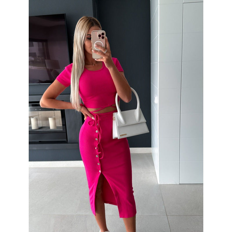 Dame Elastisk Crop-Top med snitdetaljer Stilla