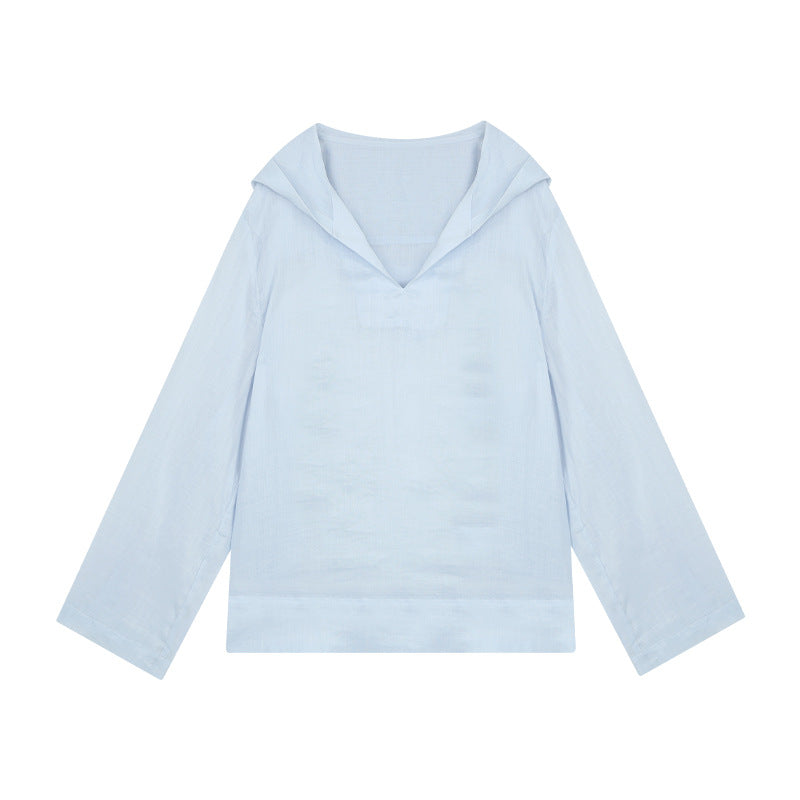 Dame afslappet langærmet skjorte med moderne V-udskæring og løs pasform Stilla