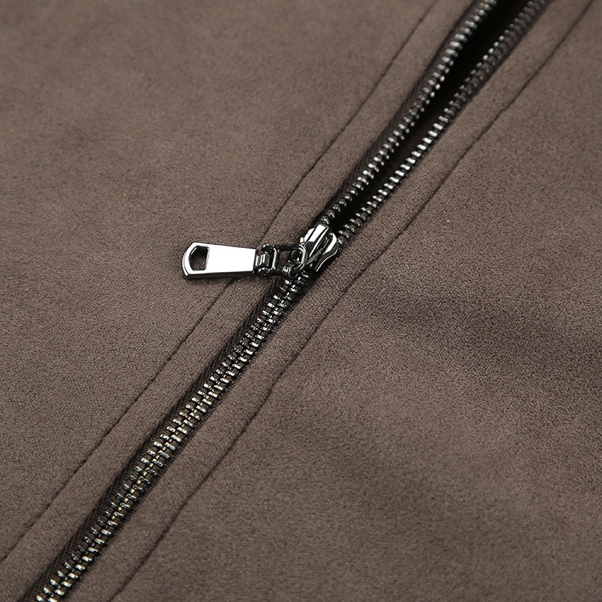 Dame afslappet blazer- og nederdelssæt med elegant lynlås Stilla