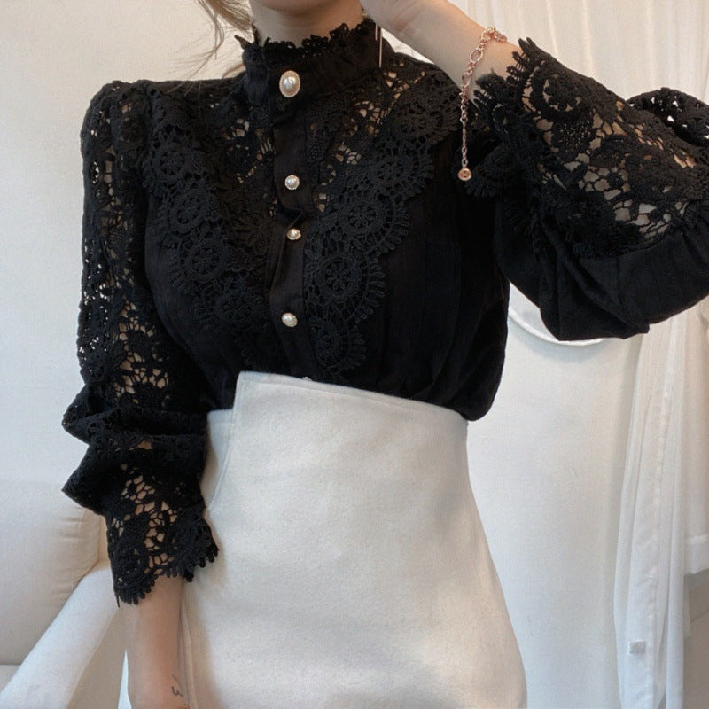 Dame elegant blonde bluse med pufærmer Stilla