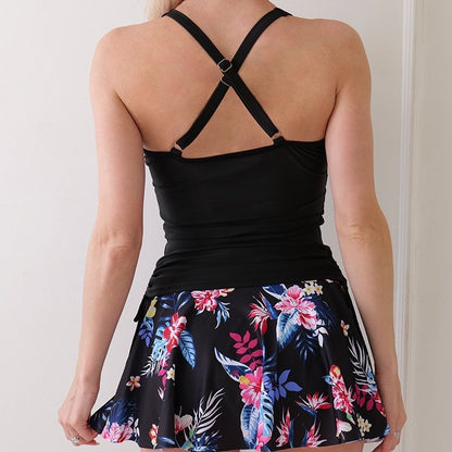 Dame badetøj sæt med sportsligt top og legesyg nederdel Stilla