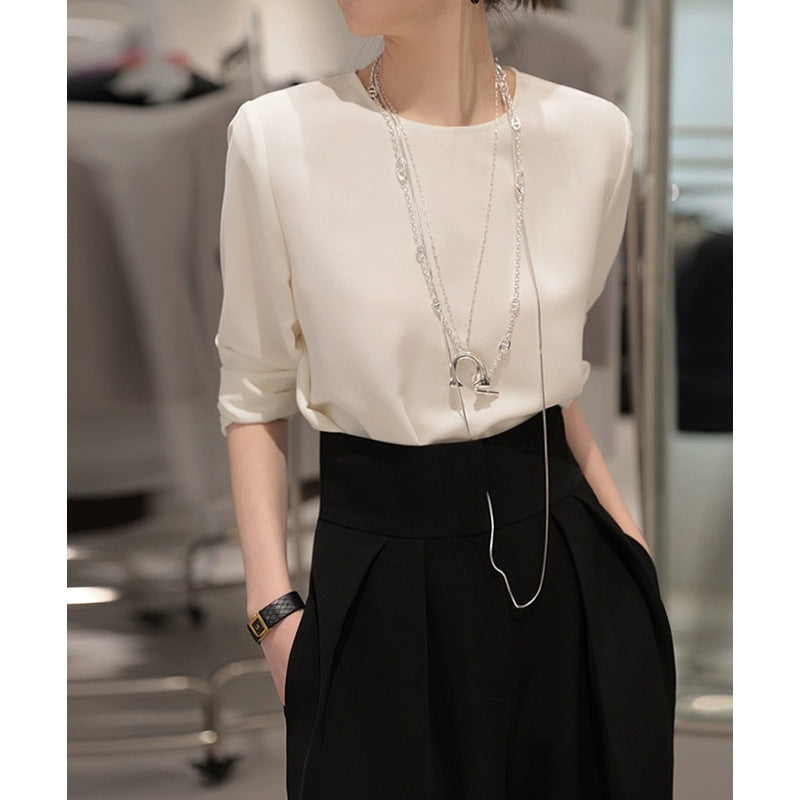 Dame Elegant Bluse med ballonformede ærmer og fin tekstur Stilla