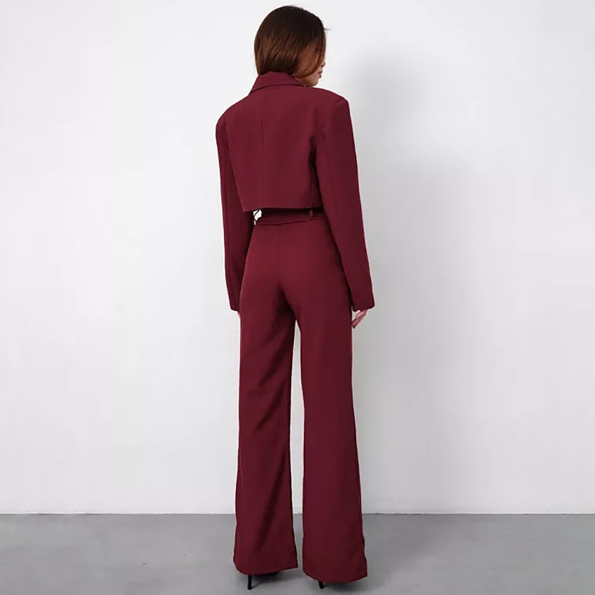 Dame Cropped Blazer i moderne stil med elegante vide bukser Stilla