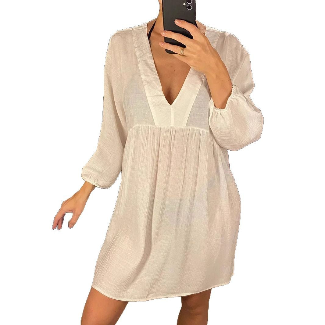 Dame afslappet og luftig kjole med V-hals Stilla