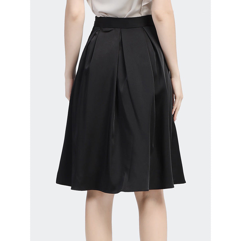 Dame A-formet midiskørt med elegant drapering og lav talje Stilla