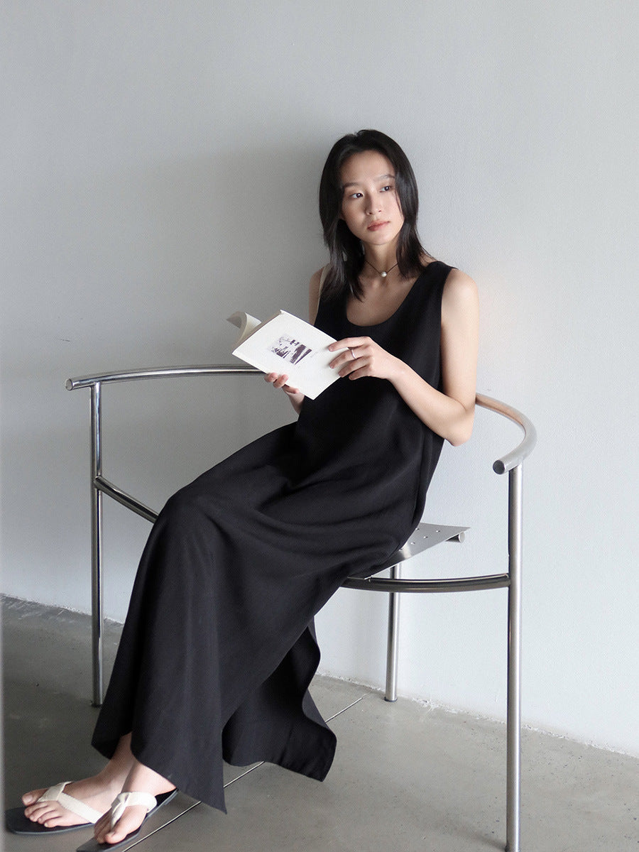 Dame afslappet Jersey-maxikjole med racerback og svajende nederdel Stilla