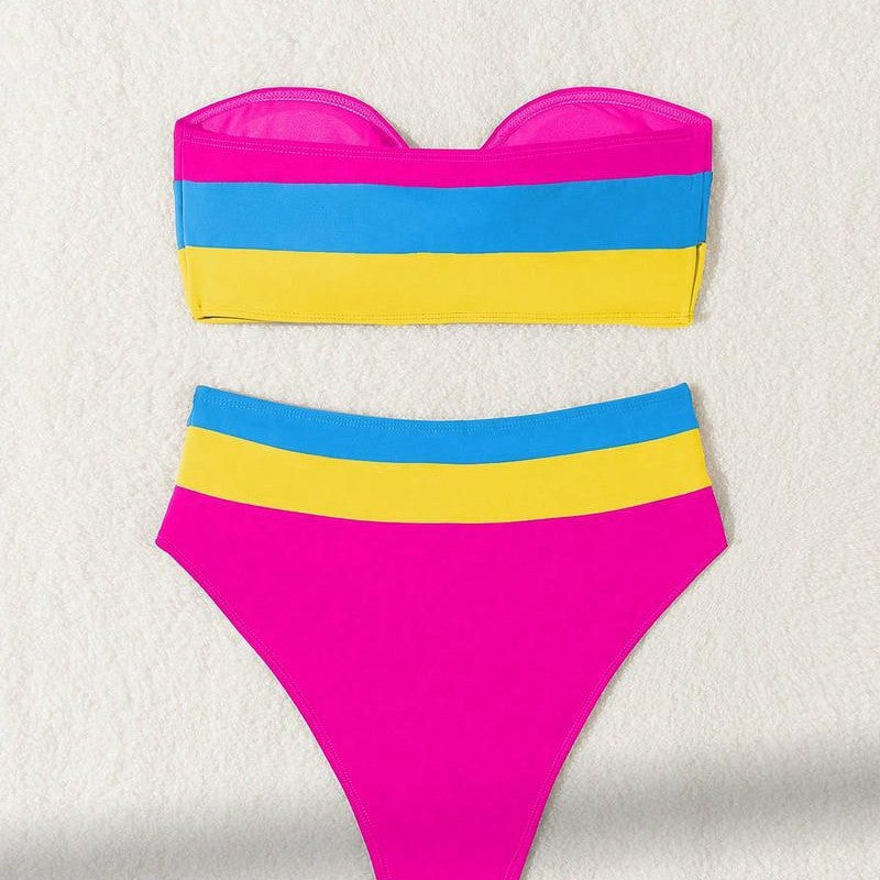 Dame Bandeau-bikini med høj skæring og mode accenter Stilla
