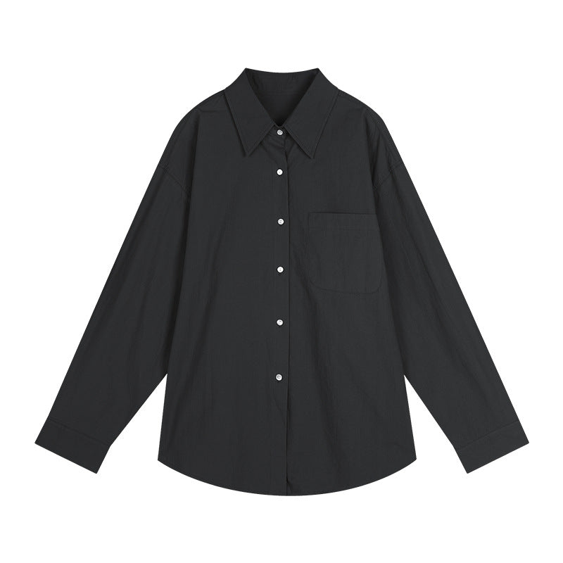 Dame afslappet oversized skjorte med fin struktur og brystlomme Stilla