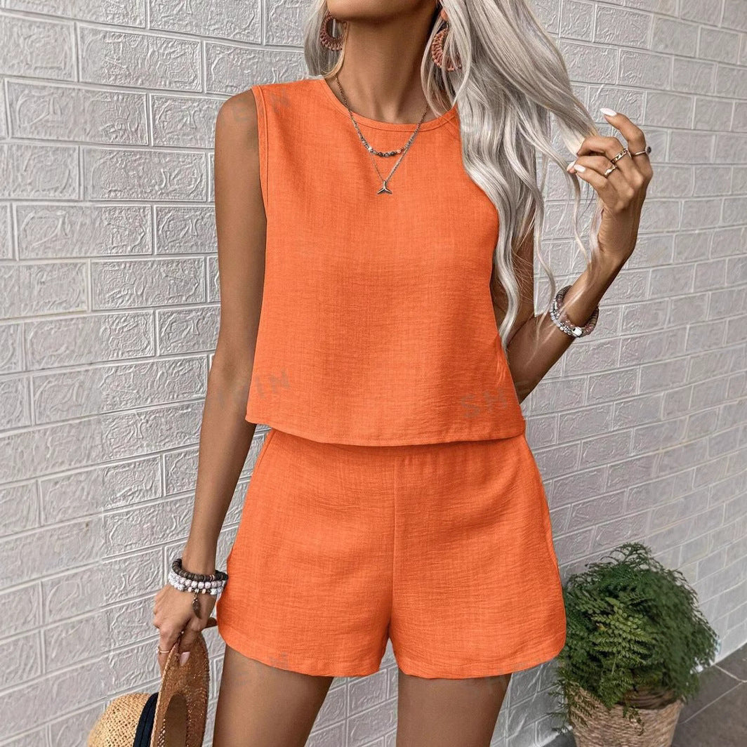 Dame afslappet sæt med cropped top og shorts Stilla