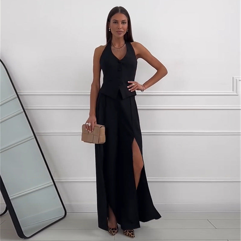 Dame jumpsuit med elegant V-udskæring og sidelommer Stilla