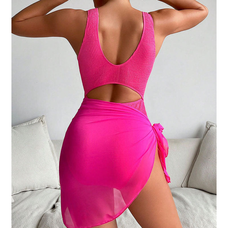 Dame Cut-Out Badedragt med elegant Wrap-Nederdel Stilla