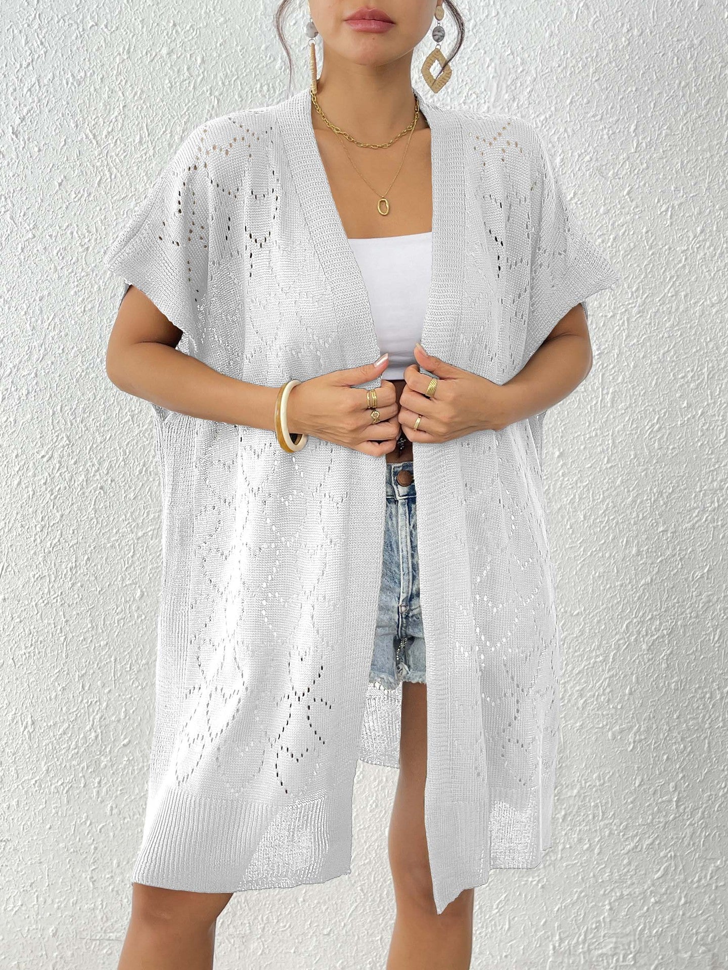 Dame Åben Væv Strikjakke Stilla