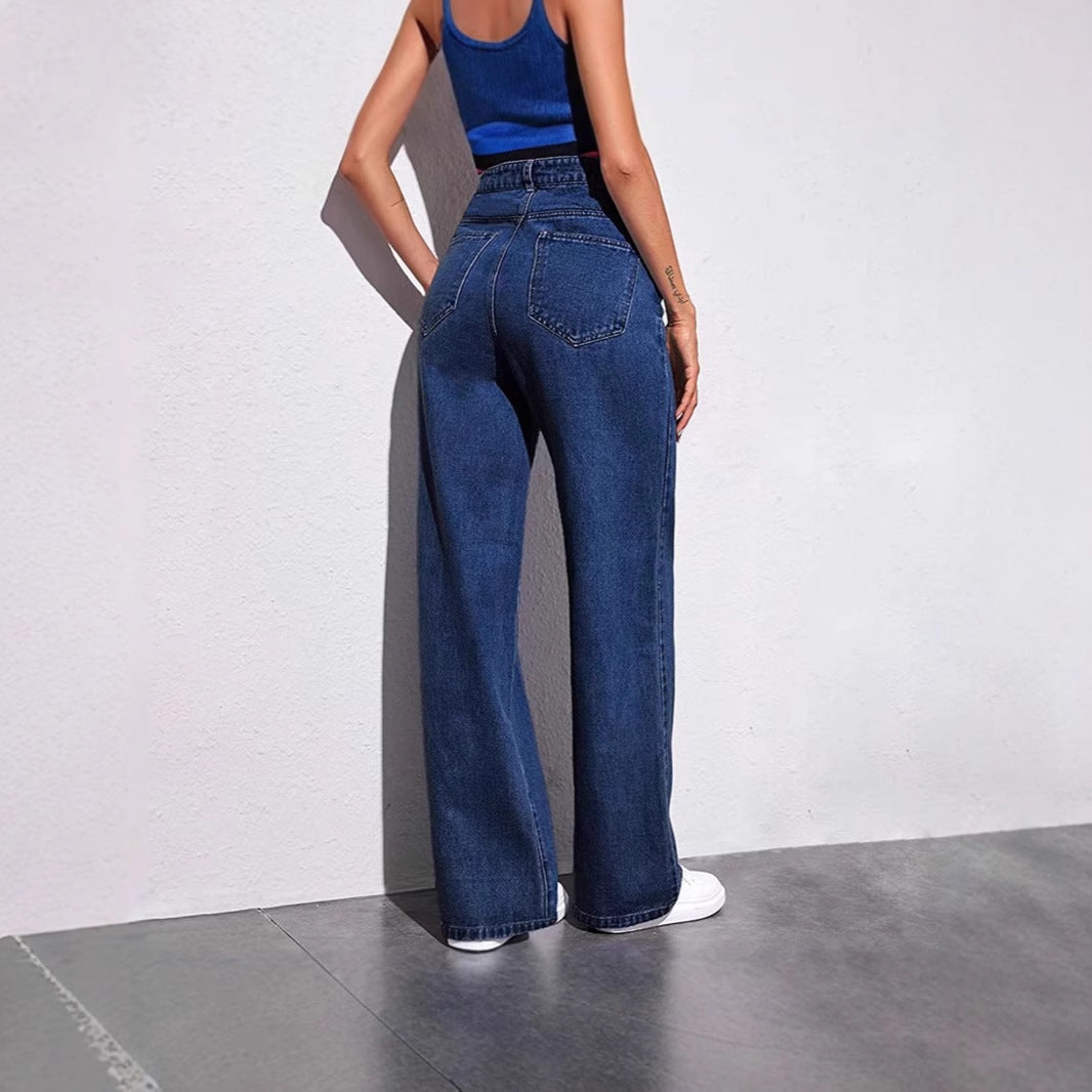 Dame brede jeans med høj talje og moderne snit Stilla