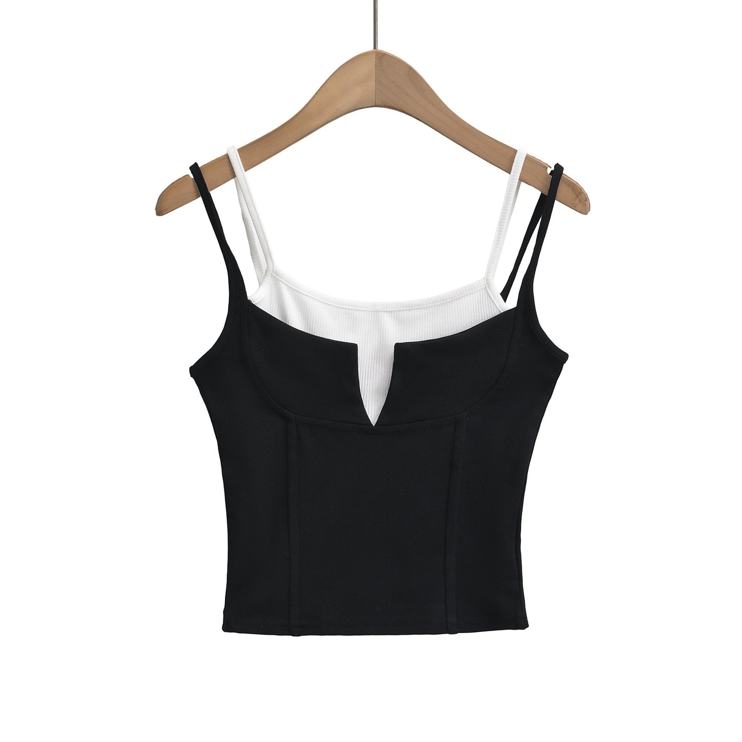 Dame cropped top med dobbelt stropdesign og moderigtigt V-udskæring Stilla