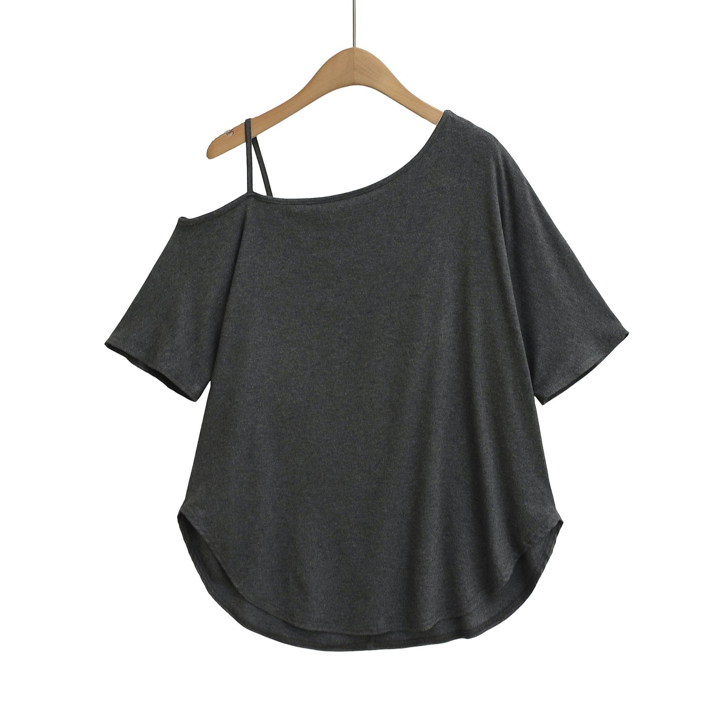 Dame elegant asymmetrisk top med specielle stropdetaljer Stilla