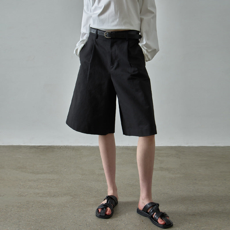 Dame brede bomulds-chino-shorts med elegant snit og praktiske lommer Stilla