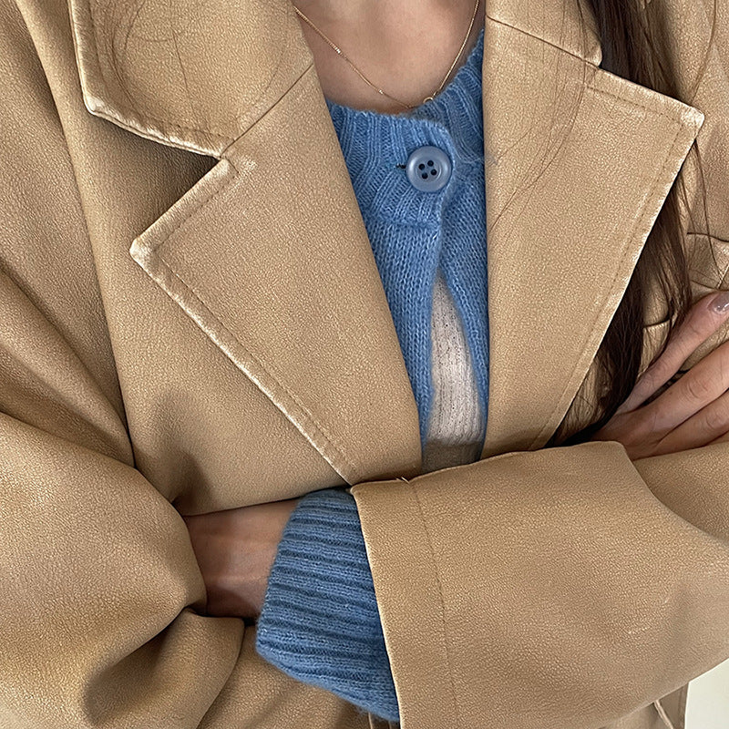 Dame cropped strikjakke med højkvalitets uldblanding og blød tekstur Stilla